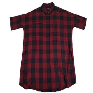 Madewell Shirt Dress Women Small Buffalo Check Courier Plaid Black Red Pockets